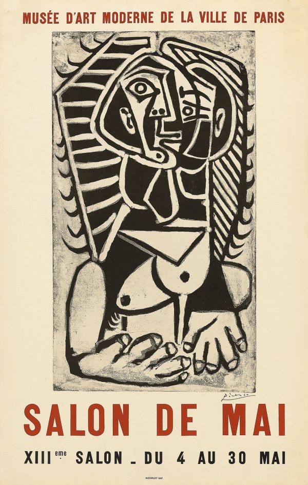 'Salon de Mai', an original exhibition poster by Picasso at Musee d'Art Moderne de la Ville de Paris, France, 1957