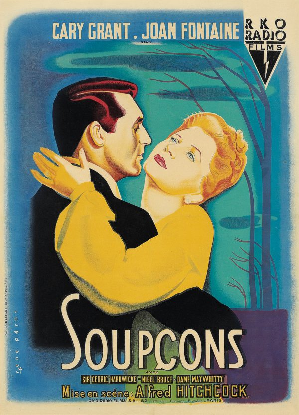This original vintage film poster was designed for the French release of Alfred Hitchcock’s ‘Suspicion’