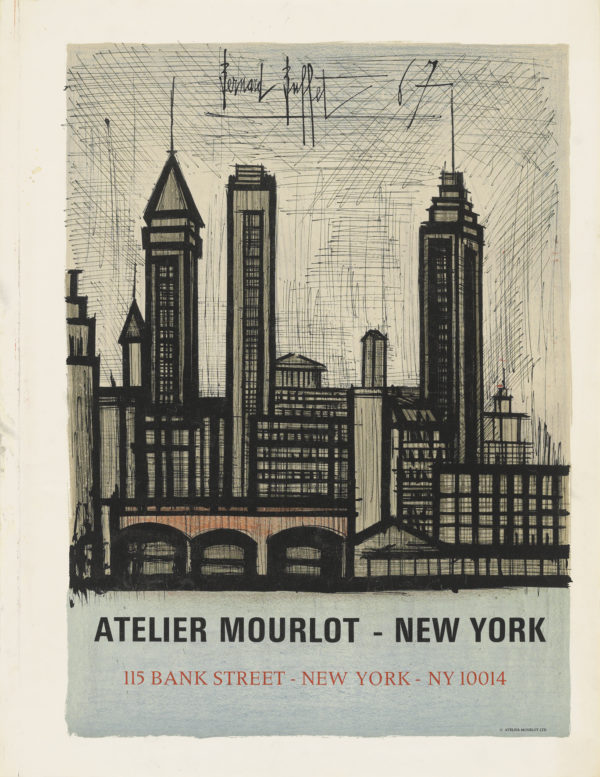 original lithographic Bernard Buffet poster for the opening of Atelier Mourlot in New York