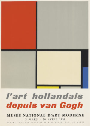 Mondrian vintage poster for an exhibition at Musee National D'art Moderne of Dutch art after Van Gogh