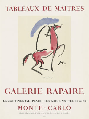 original Van Dongen poster for an exhibition at Galerie Rapaire, Monte-Carlo, printed by Mourlot