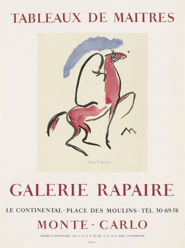 original Van Dongen poster for an exhibition at Galerie Rapaire, Monte-Carlo, printed by Mourlot