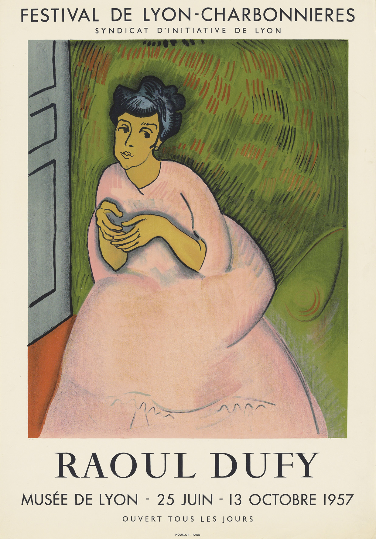 Raoul Duffy An original vintage poster for a Raoul Dufy exhibition at the Musee de Lyon in 1957