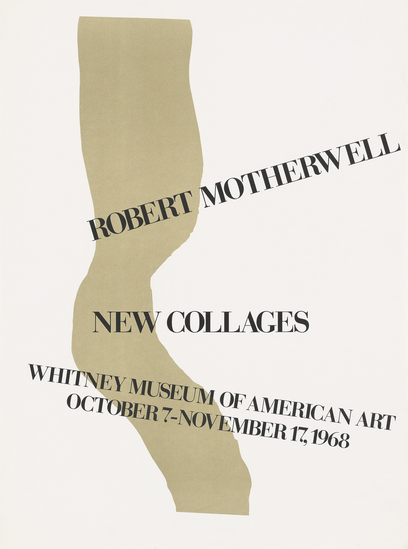 Robert Motherwell Original 1968 vintage poster by the American artist Robert Motherwell for his show of New Collages at Whitney Museum