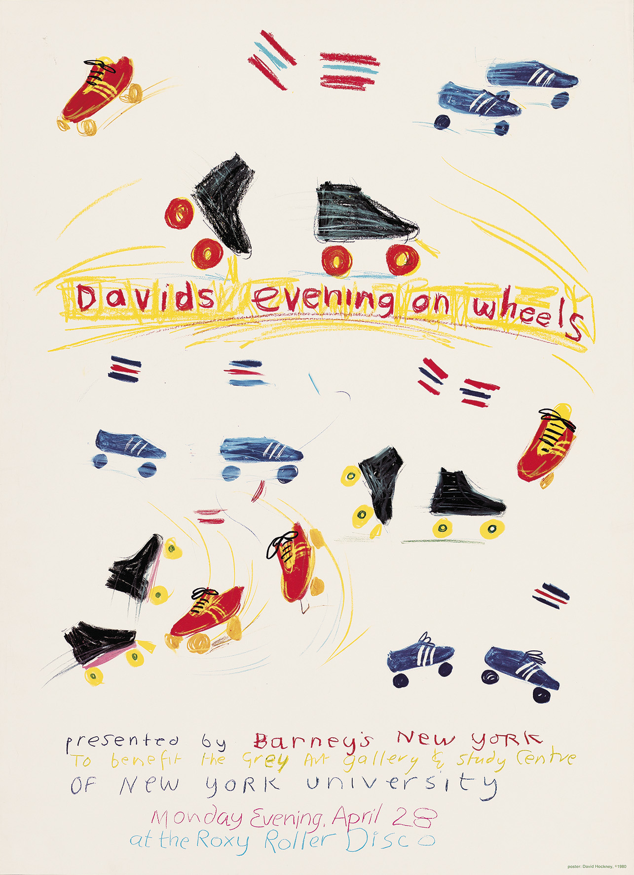 Davids evening on wheels David's Evening on Wheels original poster by Hockney for New York University