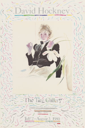 David Hockney poster for The Tate Gallery, 1980. Featuring Celia Birtwell