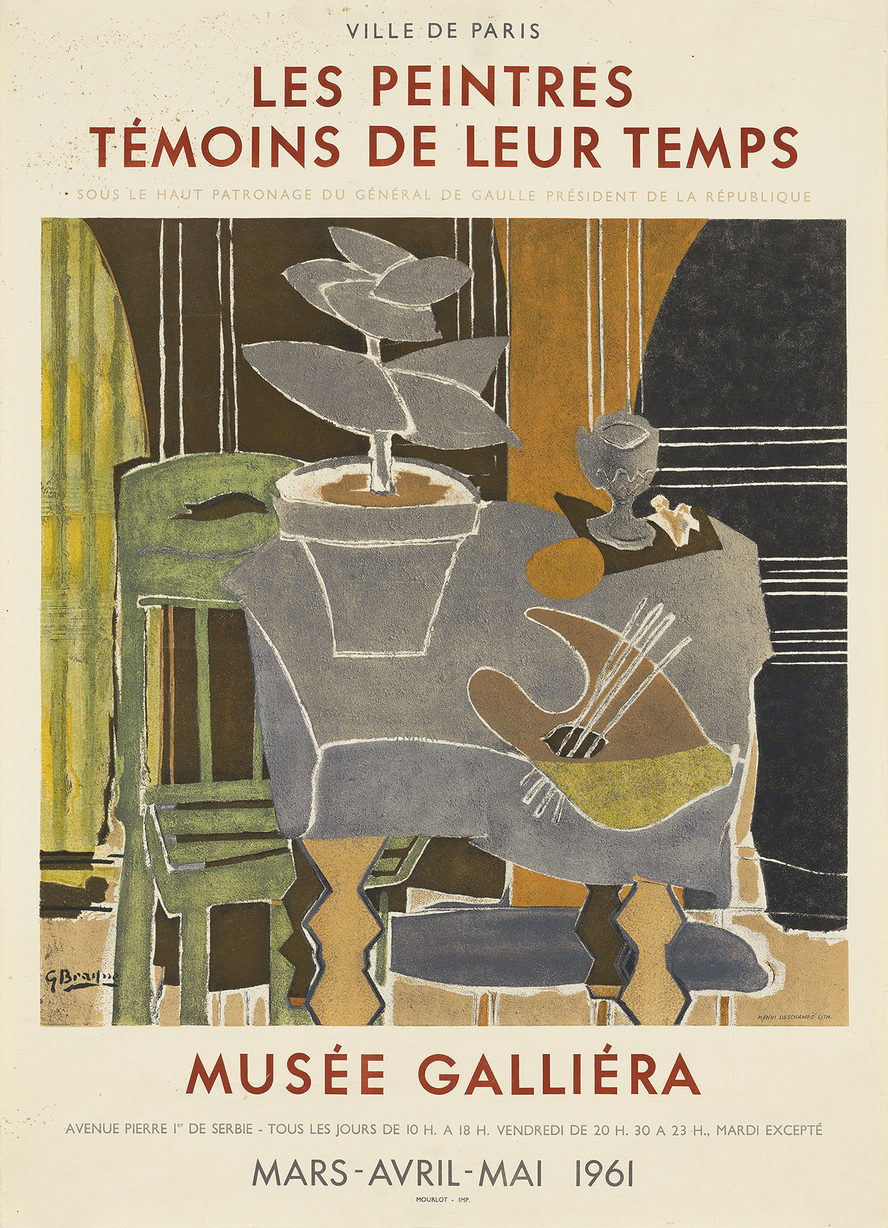 Musee Galliera Les Peintres Temoins de Leur Temps, Georges Braque original poster for sale