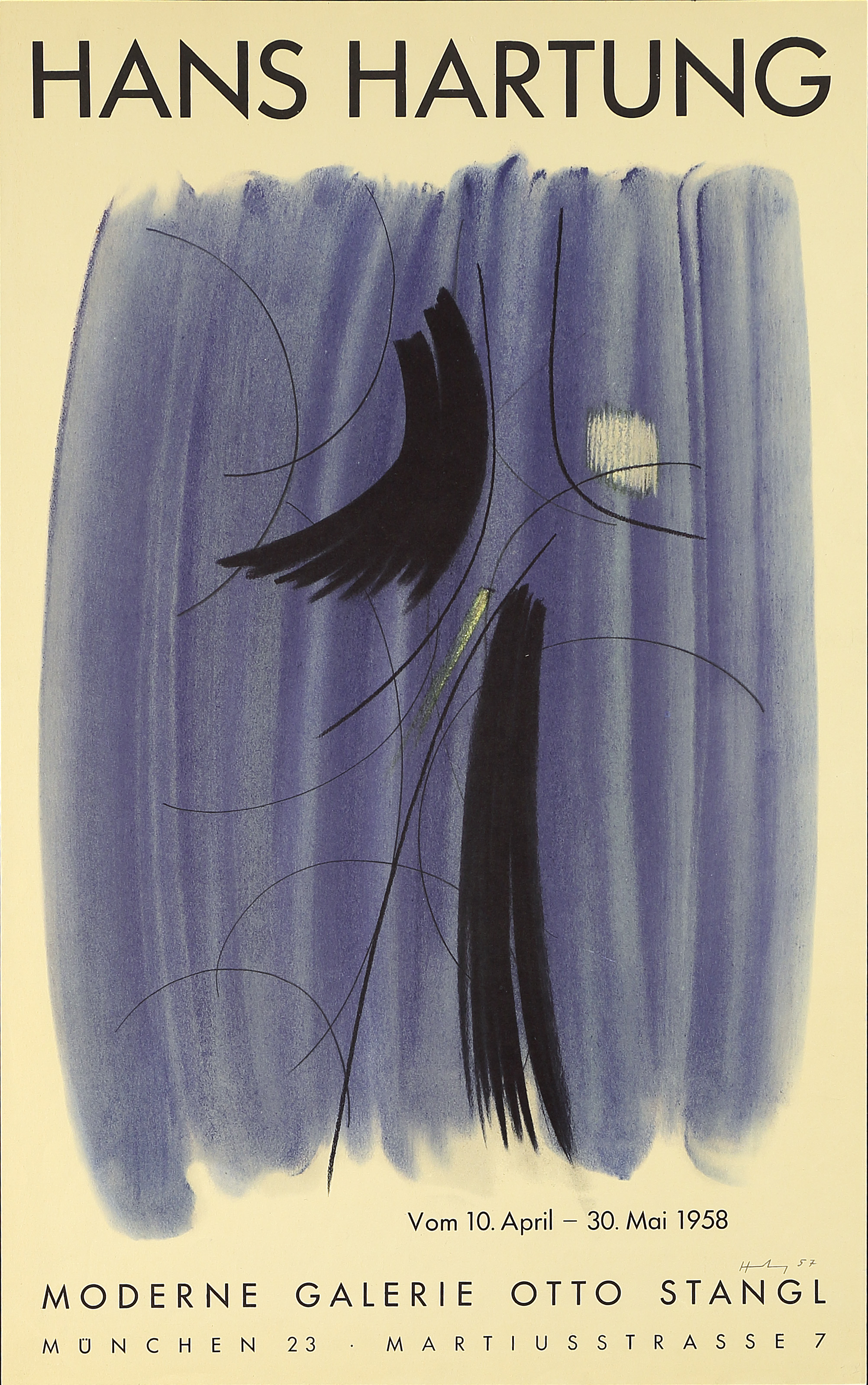 Hans Hartung blue exhibition poster for sale