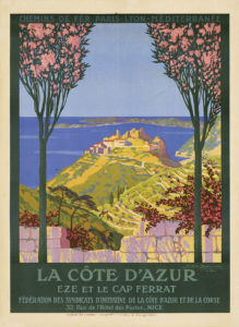La Cote D'Azur CAp Ferrat vintage poster