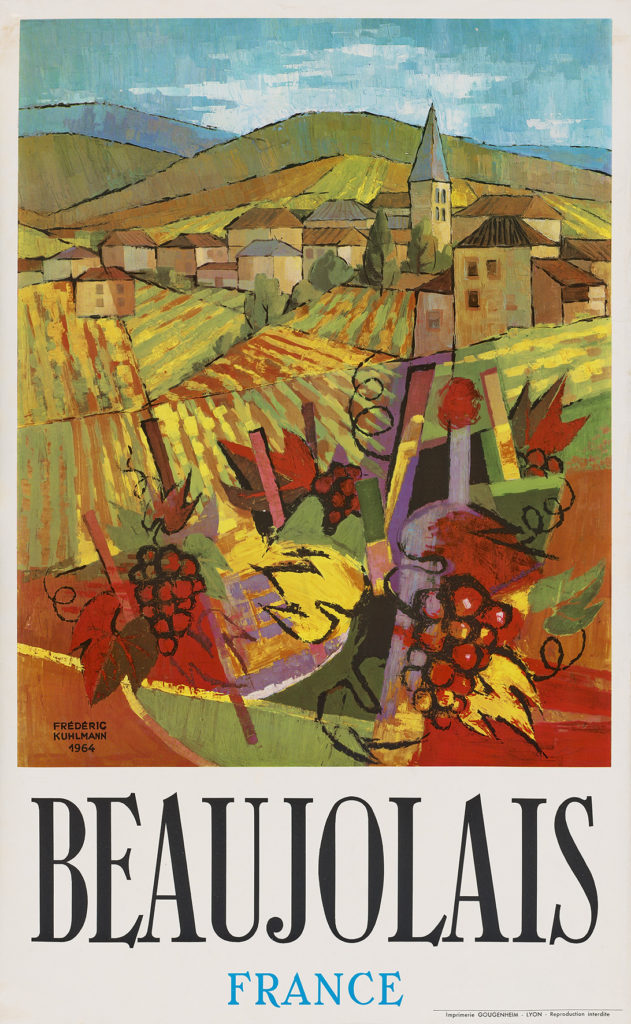 Beaujolais wine original french travel poster