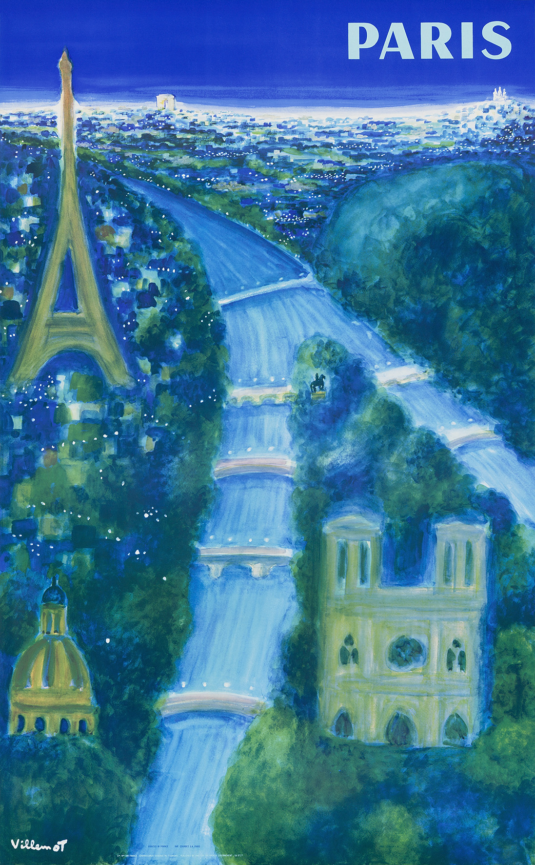 Paris vintage travel poster by Bernard Villemot