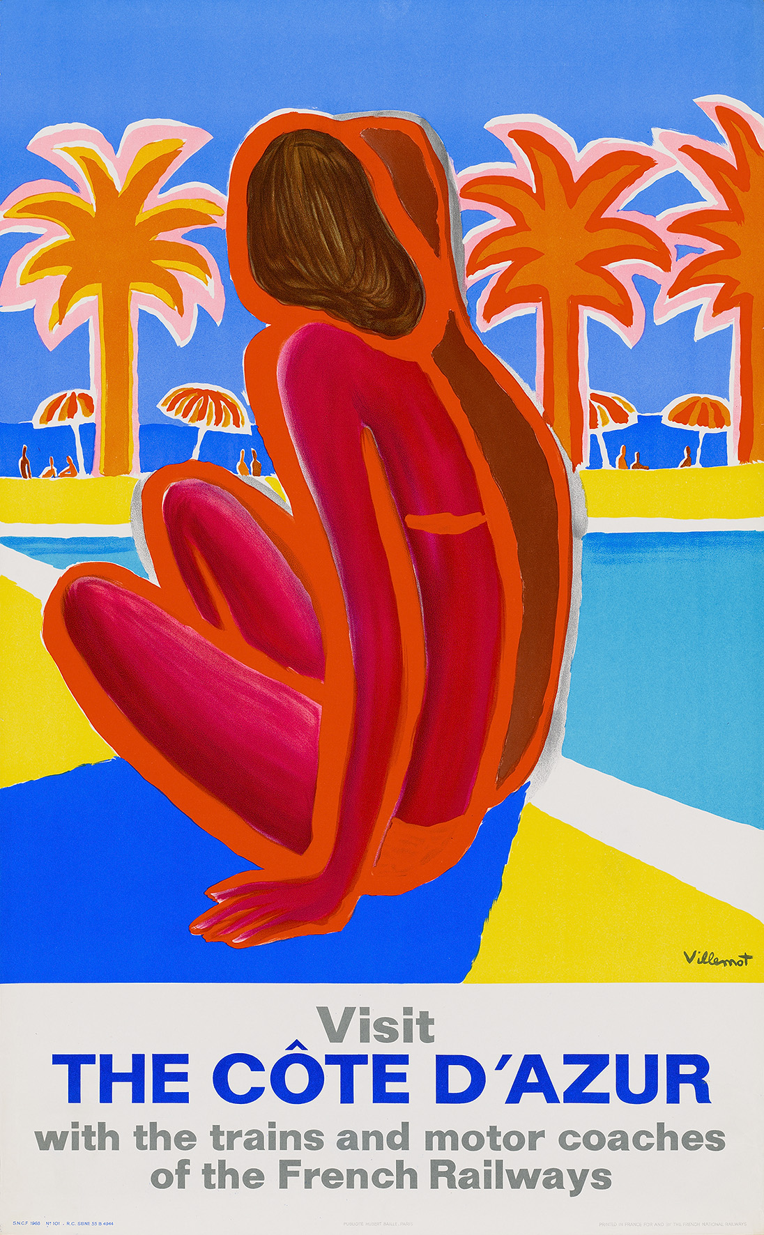 Visit The Cote D' Azur original travel poster by Bernard Villemot