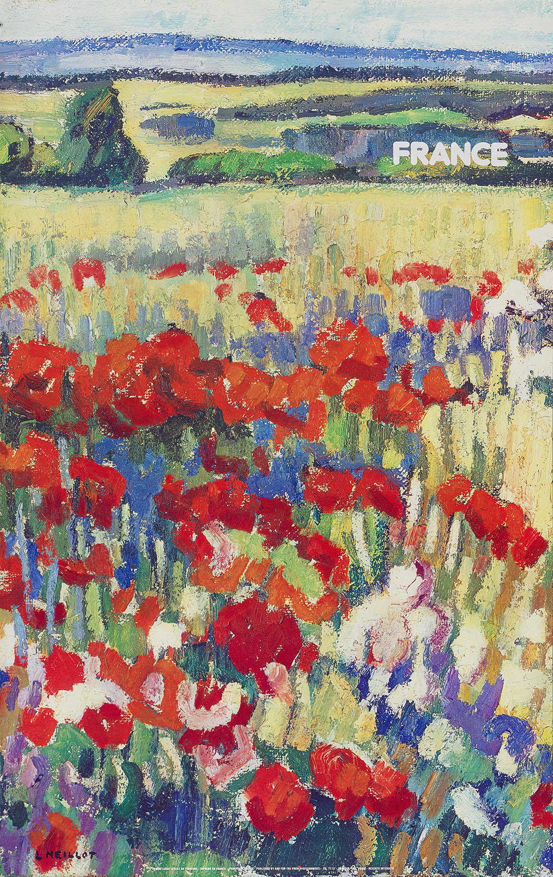 France-Poppy Field France original poster by Louis Neillot (1898–1973)