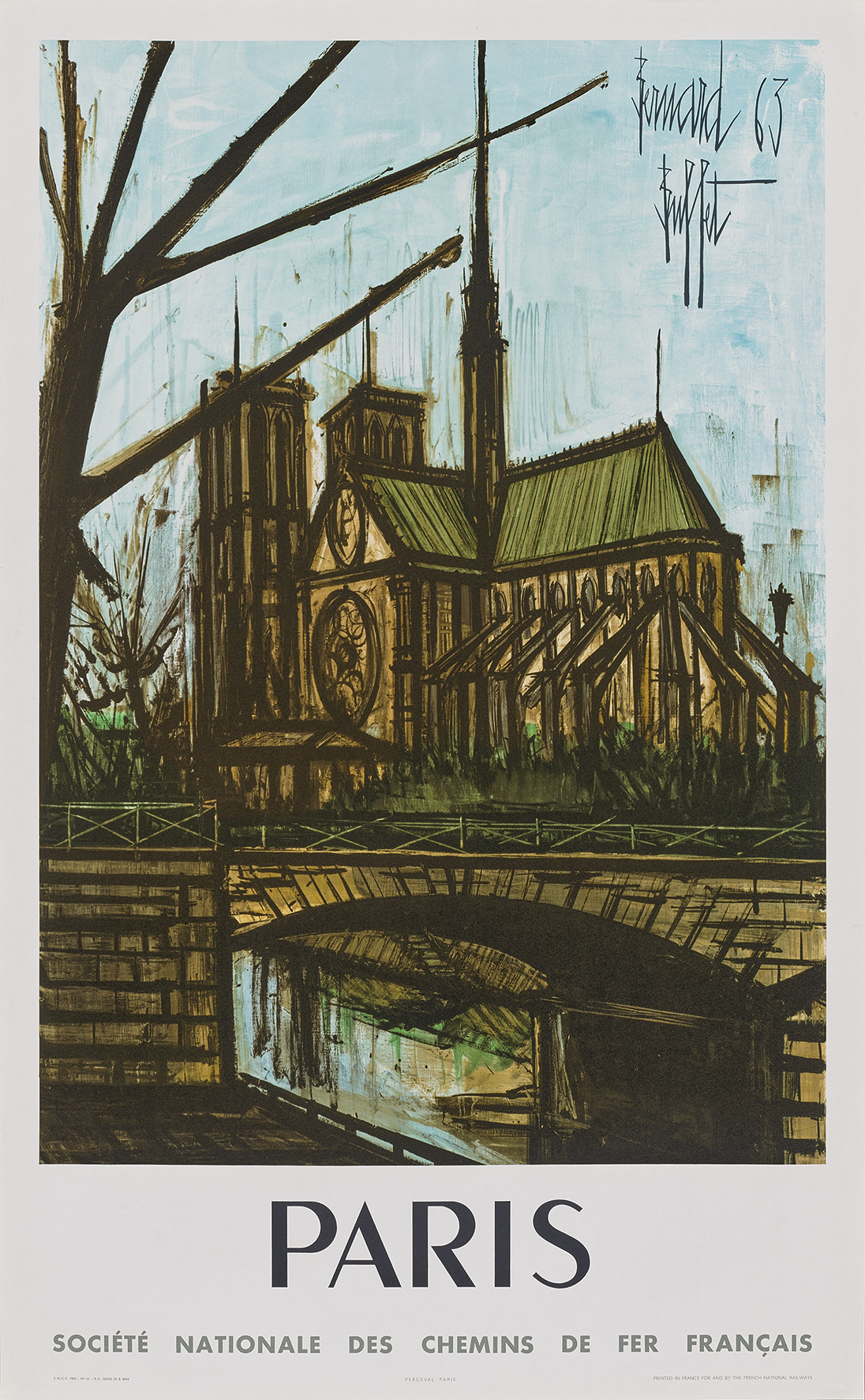 Paris original vintage travel poster by Bernard Buffet